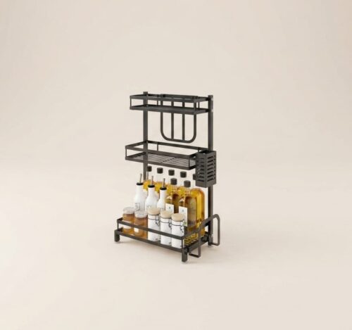 Multi-Layer Black Stainless Seasoning Rack